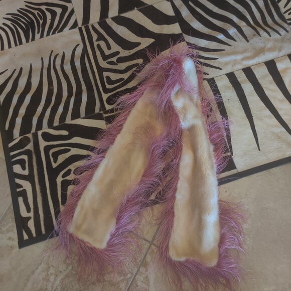 Prada Mink and feather scarf OS New - Picture 1 of 5